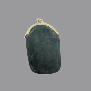 Vintage Coin Purse Mini Green Kiss Microfiber Lock